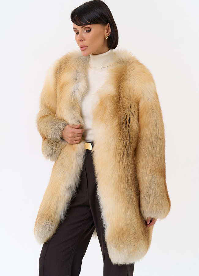 Шуба из рыжей лисы модель № 32012 универмаг малина