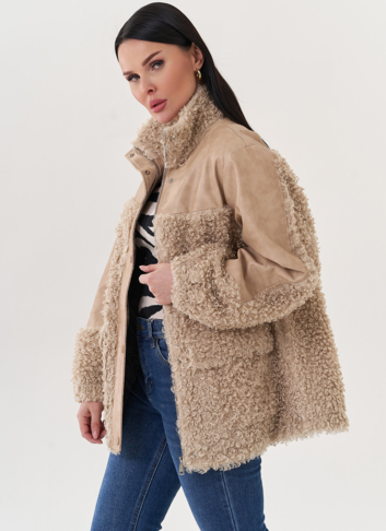 Комбинированный жакет из эко кожи