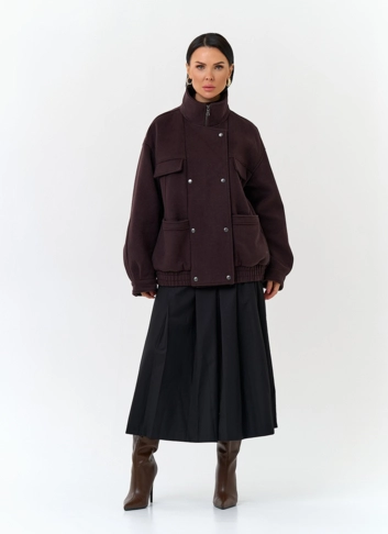 Женское укороченное пальто бомбер фото