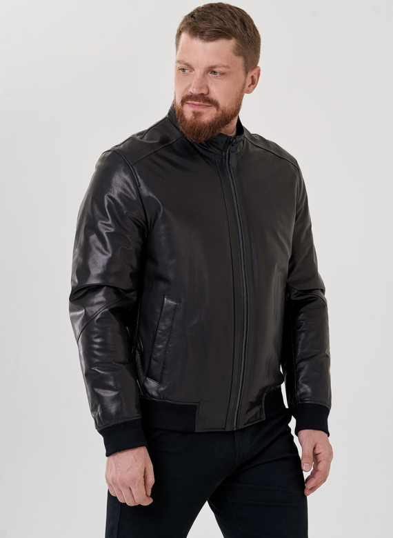 Куртка мужская черного цвета из натуральной кожи
