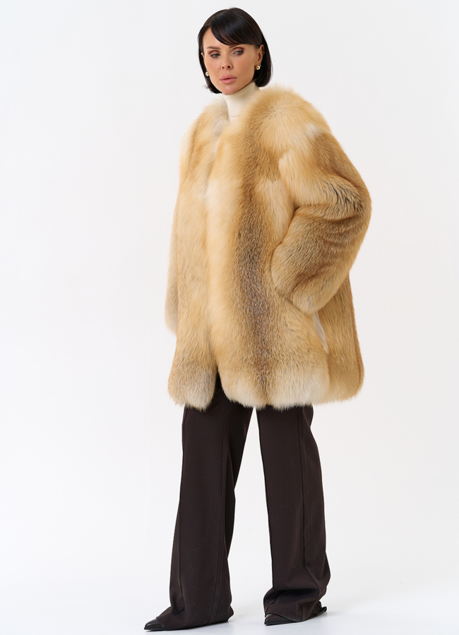 Шуба из рыжей лисы модель № 32012 универмаг малина