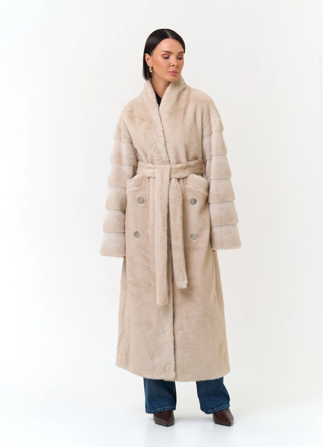 Женское пальто из эко меха модель № 33877 универмаг малина