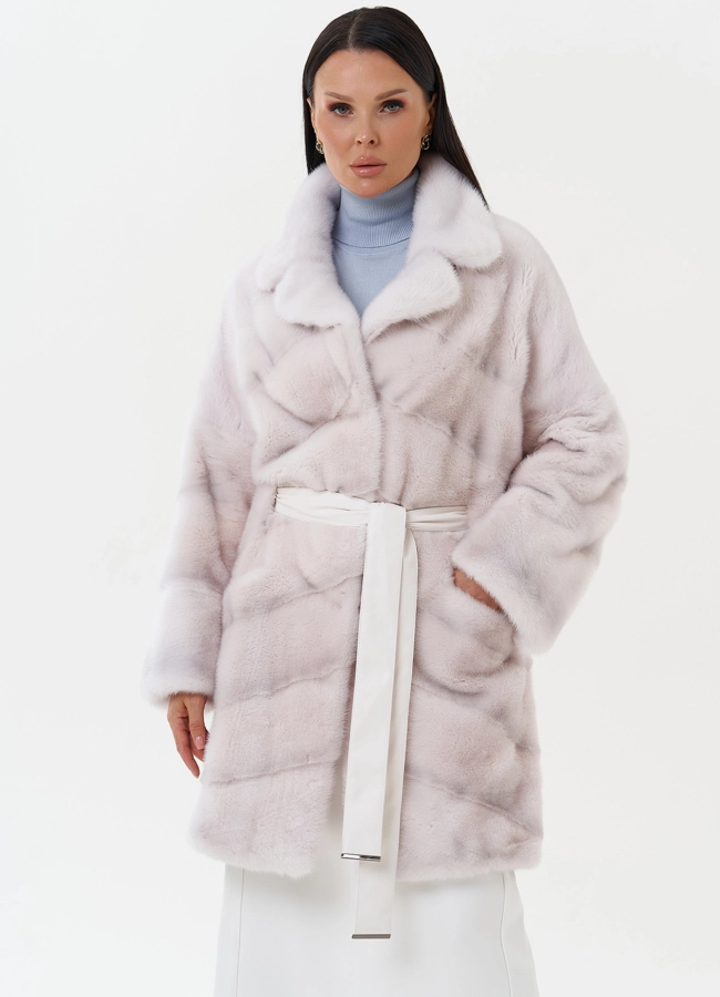 Шуба из норки с английским воротником  модель № 25599 универмаг малина