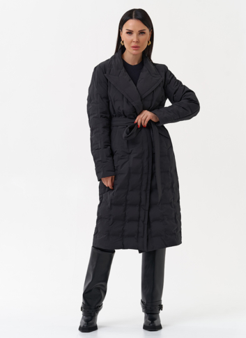 Женское утепленное пальто с английским воротником