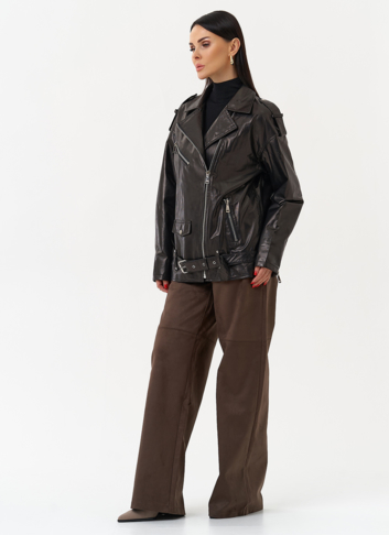 Удлиненная кожаная куртка-косуха