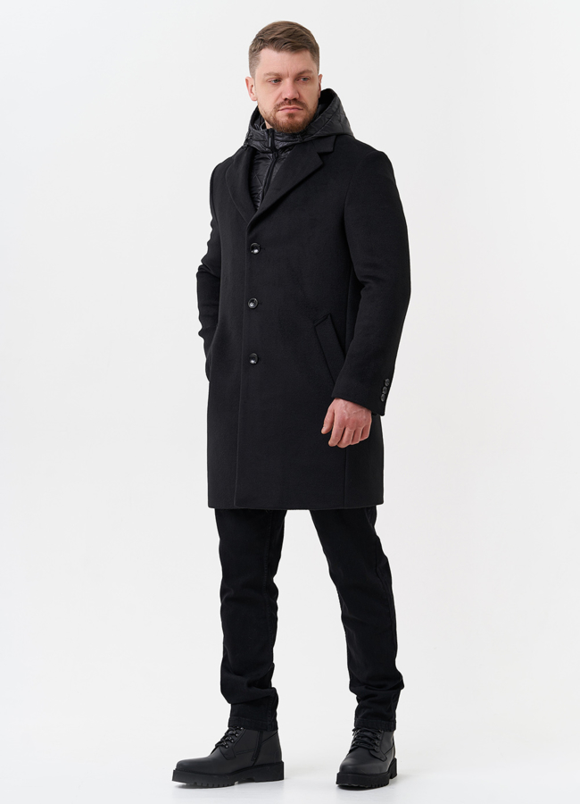 Мужское пальто черного цвета модель № 28676 в рассрочку