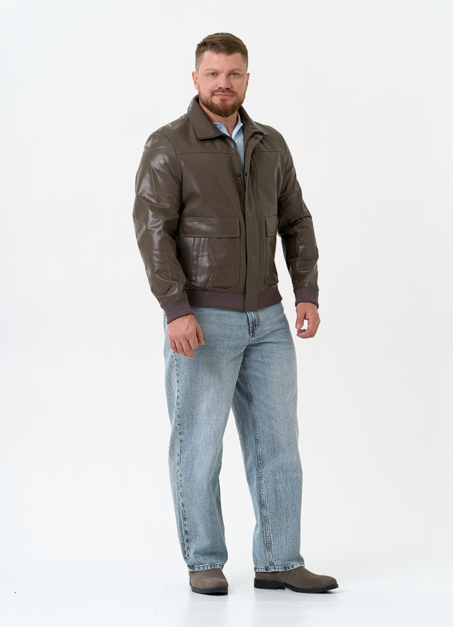 Мужская куртка бомбер из натуральной кожи модель № 32743 в рассрочку