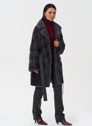 Норковая шуба с английским воротником
