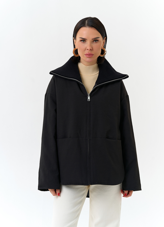 Женская двухсторонняя куртка с высоким воротником модель № 32665 универмаг малина