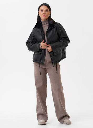 Утепленная куртка из натуральной кожи