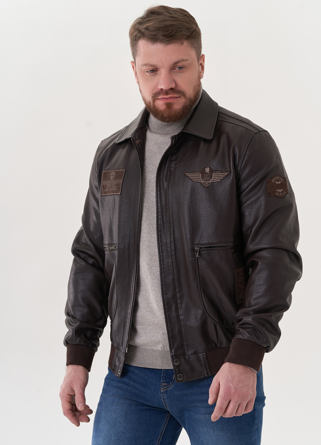 Мужская куртка из эко кожи модель № 26786 в рассрочку