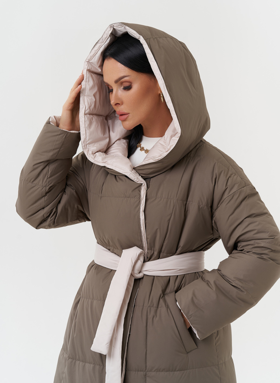 Двухсторонний пуховик с капюшоном