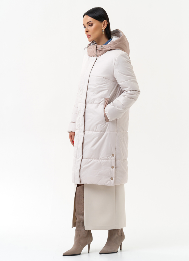 Женское утепленное полупальто с капюшоном модель № 30090 в рассрочку