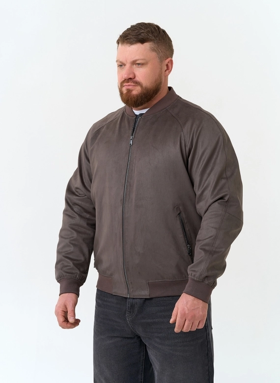 Мужская куртка бомбер из эко замши фото