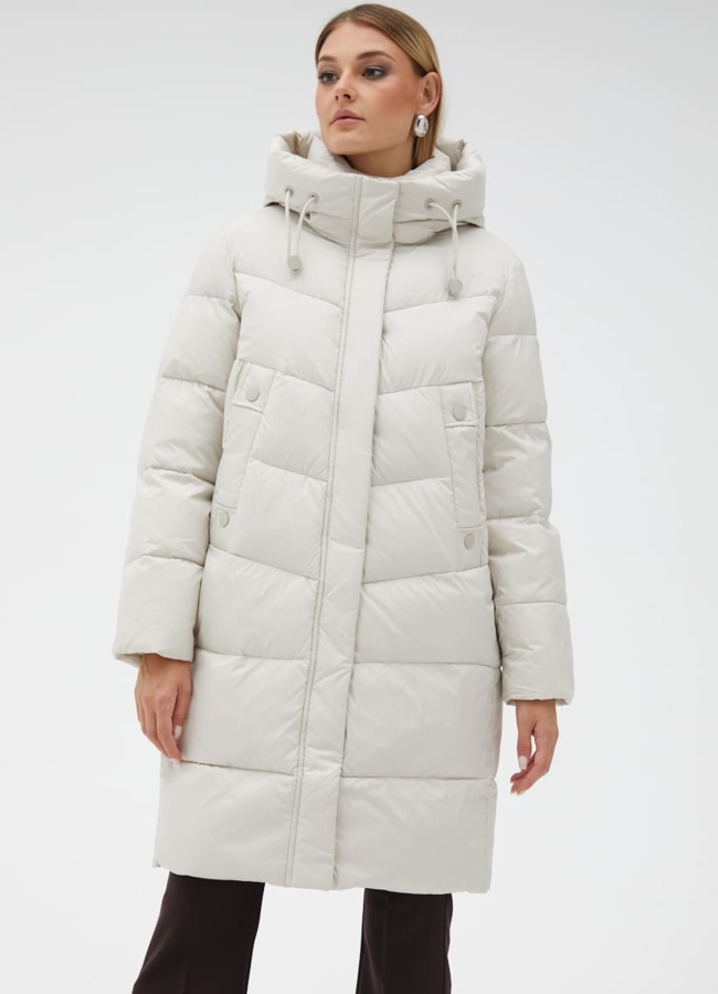 Пуховик женский с капюшоном  модель № 31113 меха малина