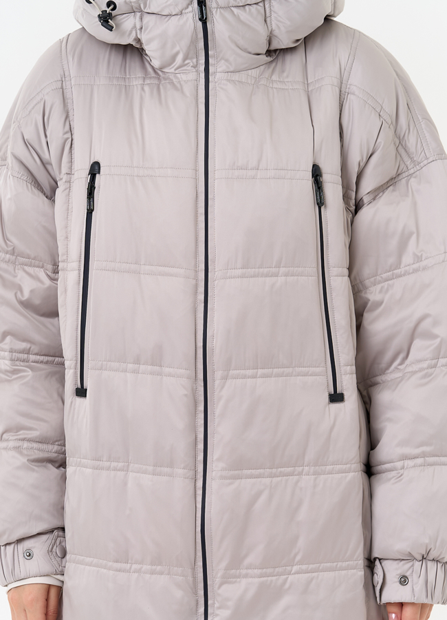 Женский светлый пуховик с капюшоном модель № 31585 универмаг малина