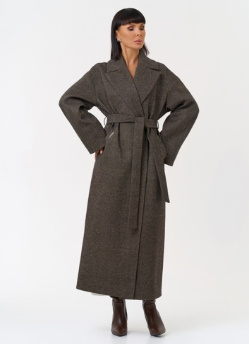 Женское длинное пальто с английским воротником