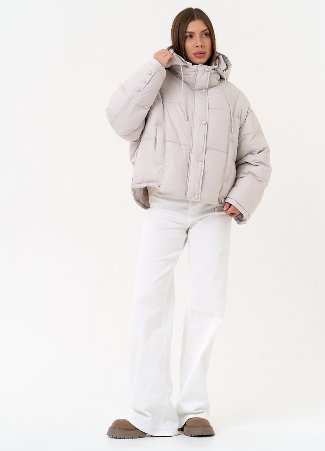 Женский короткий пуховик с капюшоном модель № 31579 универмаг малина