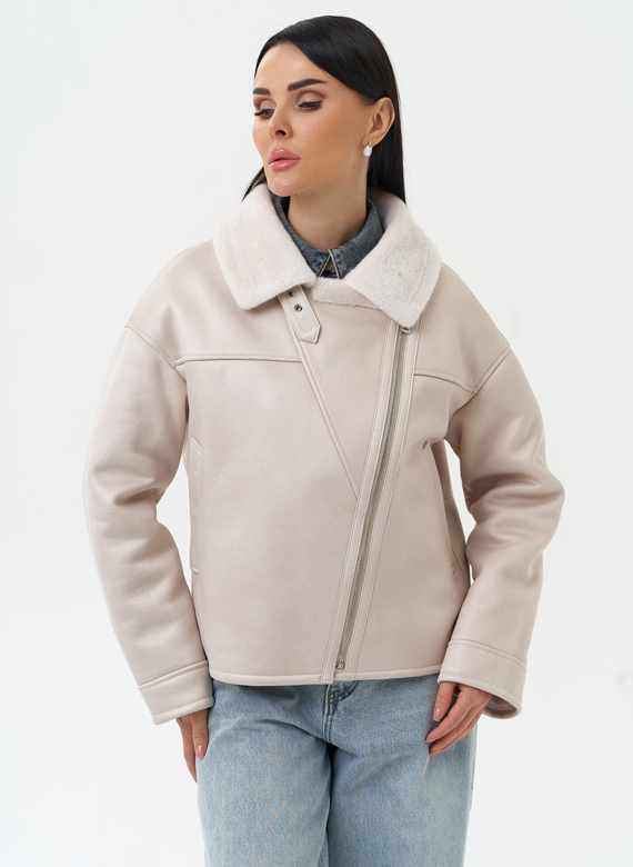 Короткая дубленка из эко замши