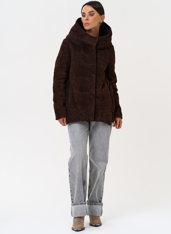 Куртка с капюшоном из натуральной замши