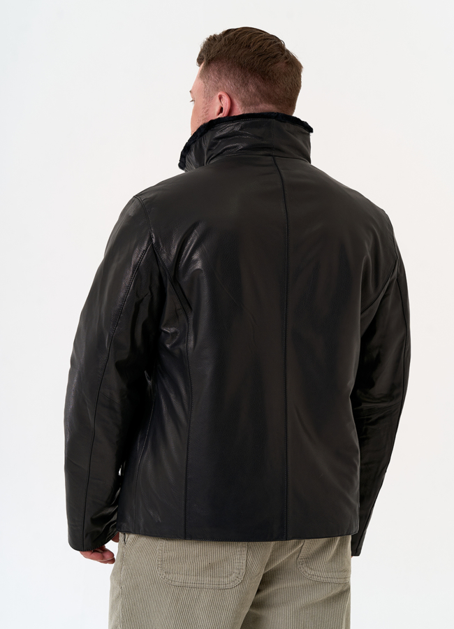 Мужская дубленка черного цвета модель № 31778 универмаг малина