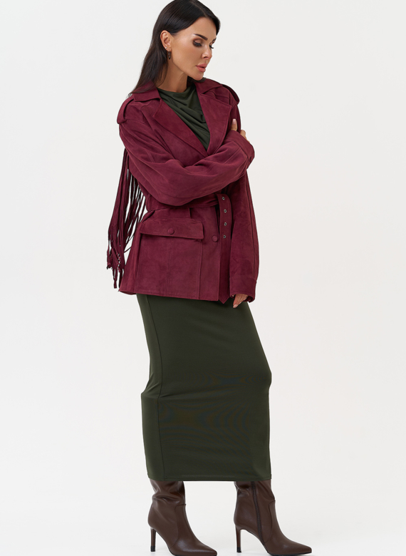 Жакет из натуральной замши с бахромой