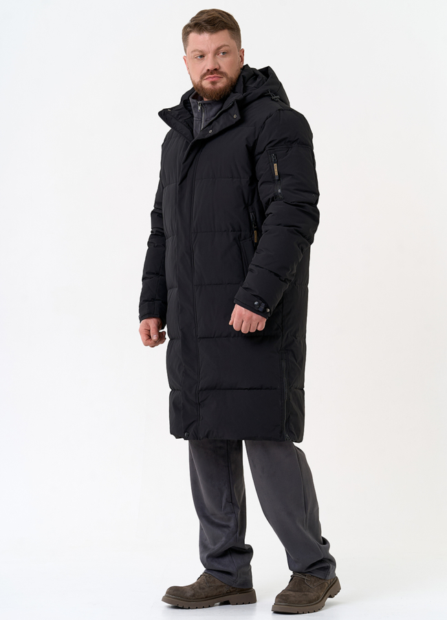 фото Мужской удлиненный пуховик с капюшоном модель № 31453