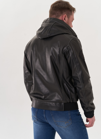 Мужская кожаная куртка "бомбер"