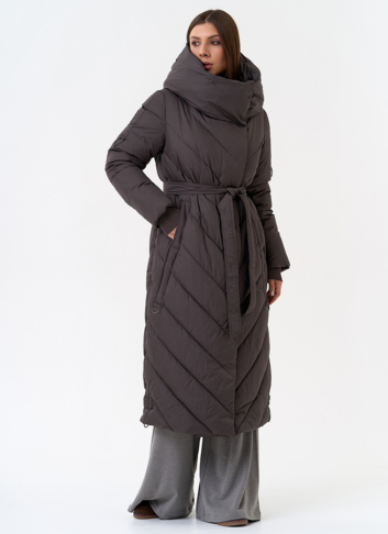 Женский длинный пуховик с капюшоном