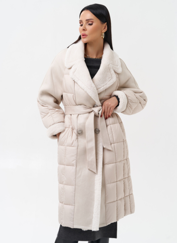 Комбинированный женский пуховик 