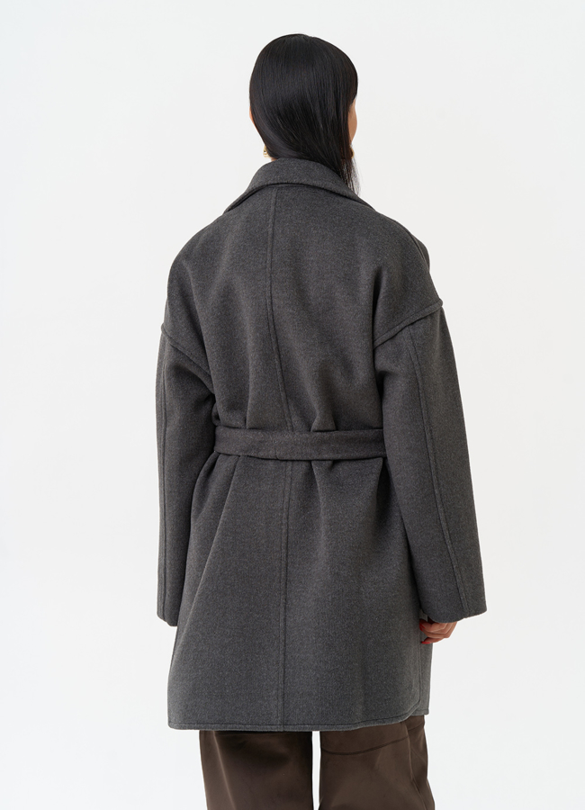 Женское укороченное пальто с поясом модель № 30196 универмаг малина