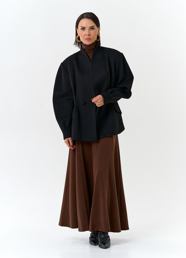 Женское укороченное пальто с акцентными рукавами модель № 32780 универмаг малина