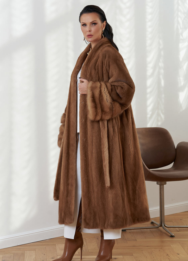 Женская шуба из скандинавской норки модель № 31204 универмаг малина