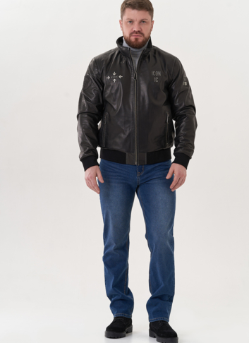 Мужская кожаная куртка "бомбер"