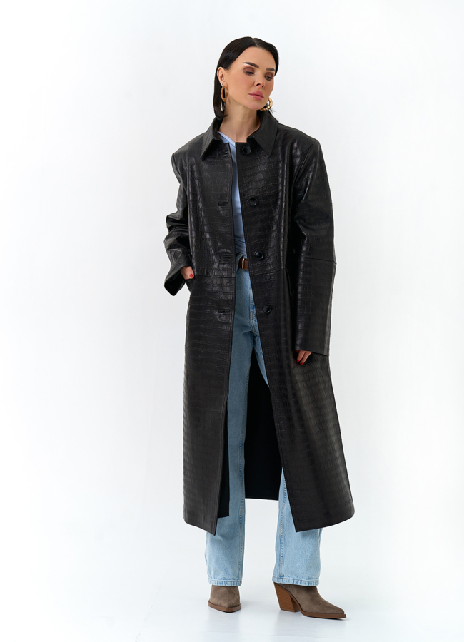 Женский плащ из натуральной кожи  модель № 32870 универмаг малина