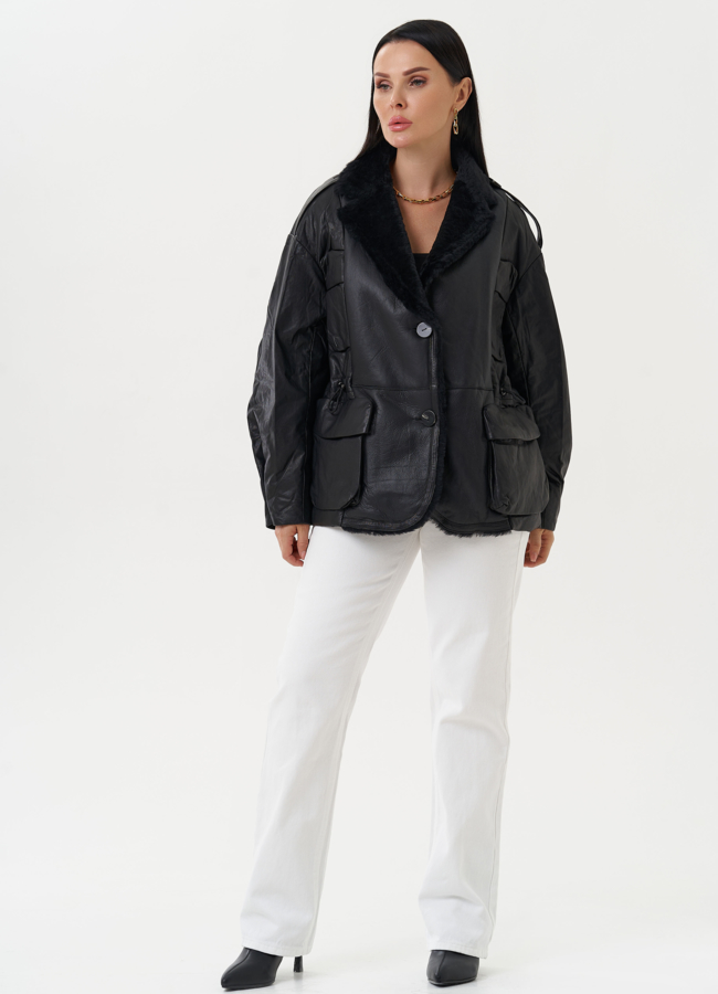 фото Куртка из натуральной кожи с английским воротником модель № 28120