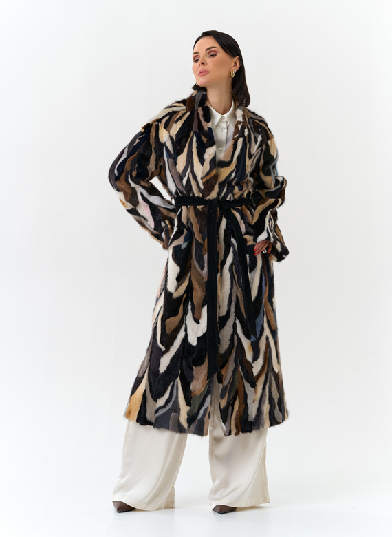 Шуба из норки в стиле пэчворк