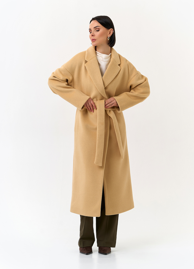 Женское пальто с английским воротником модель № 32810 меха малина